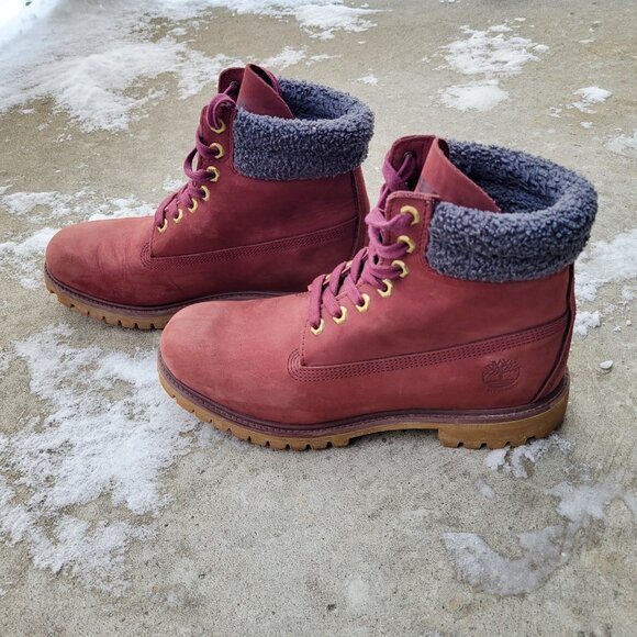 Men's Timberland Premium 6-inch Boots - Burgundy - Size 10 - Picture 2 of 5